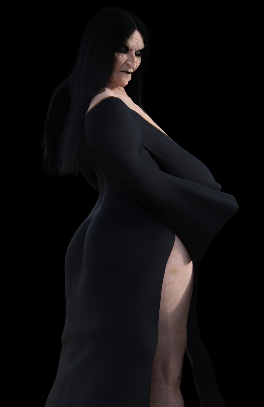 3d 4k ass big_breasts big_butt black_clothing black_hair black_lips black_lipstick breasts clothed daz3d daz_studio dress edna_church_(lhf3d) gilf granny hag large_breasts long_hair long_sleeves lowhangingfruit3d_(artist) mature mature_female nipple_bulge nipples old older_female original_character portrait sagging_breasts thick_thighs thighs witch