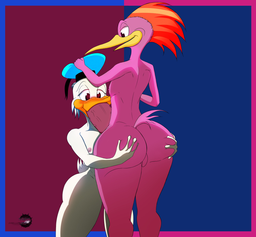 absurd_res anatid anseriform anthro aracuan_bird avian bird disney donald_duck duck duo fellatio hi_res ianmata1998 male male/male oral the_three_caballeros yaoi