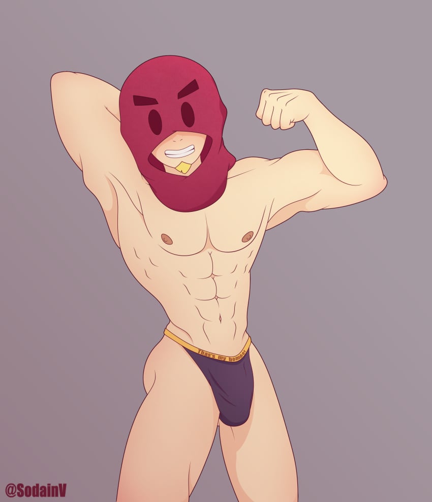 1boy 2022 abs alternate_version_at_source alternate_version_available ass biceps brawl_stars chest digital_art digital_drawing_(artwork) digital_media_(artwork) gay grom_(brawl_stars) light-skinned_male light_skin male male_focus male_only mask masked masked_male muscle muscles muscular_male nipples sodainv solo solo_focus solo_male supercell thighs topless underwear underwear_only