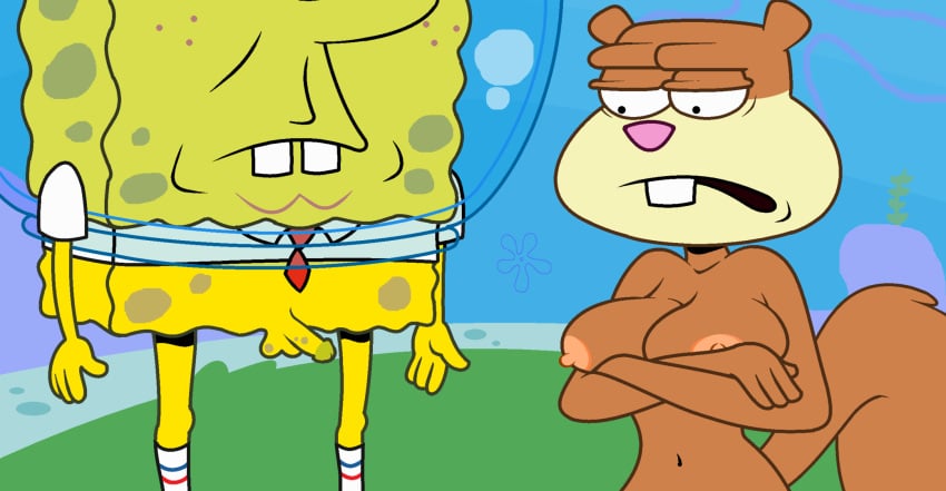 angry big_breasts breasts crossed_arms disappointed disappointment disgusted funny furry looking_at_penis nude nude_female partially_clothed_male penis sandy_cheeks small_penis small_penis_humiliation smooth_skin sph spongebob_squarepants spongebob_squarepants_(character) squirrel