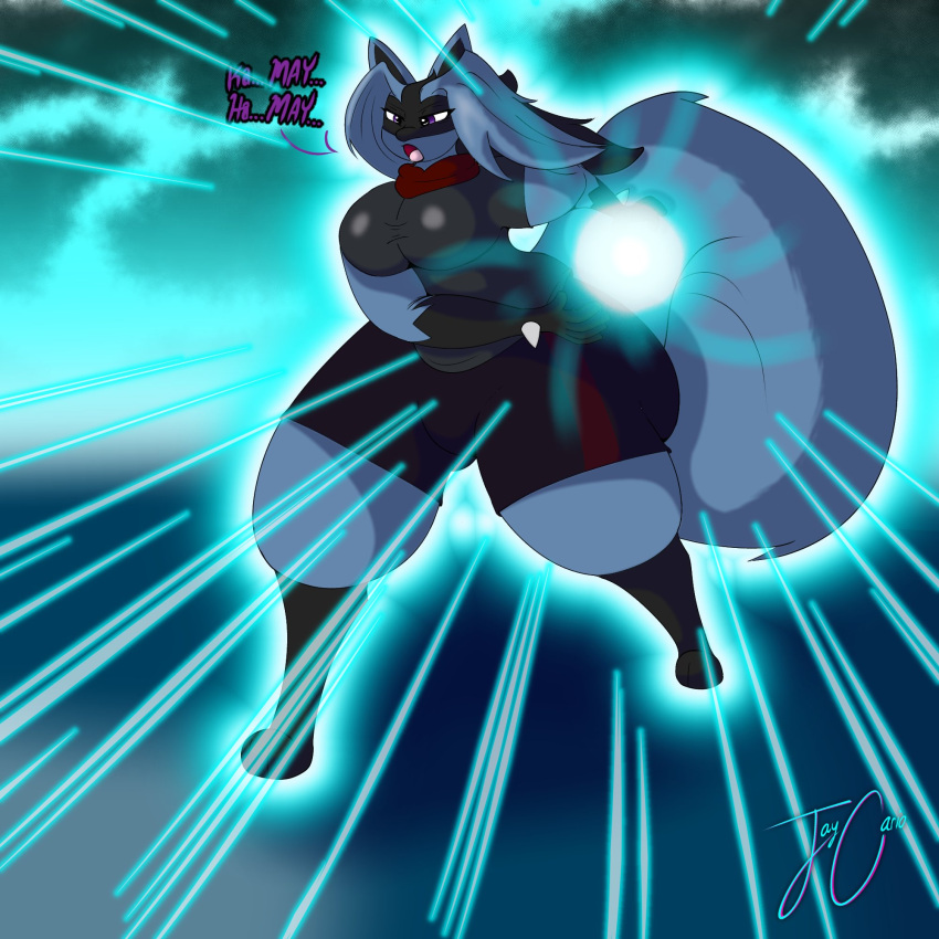 big_breasts breasts female furry jaycario_(artist) lucario may_(dewwydartz) pokemon pokemon_(species) tagme