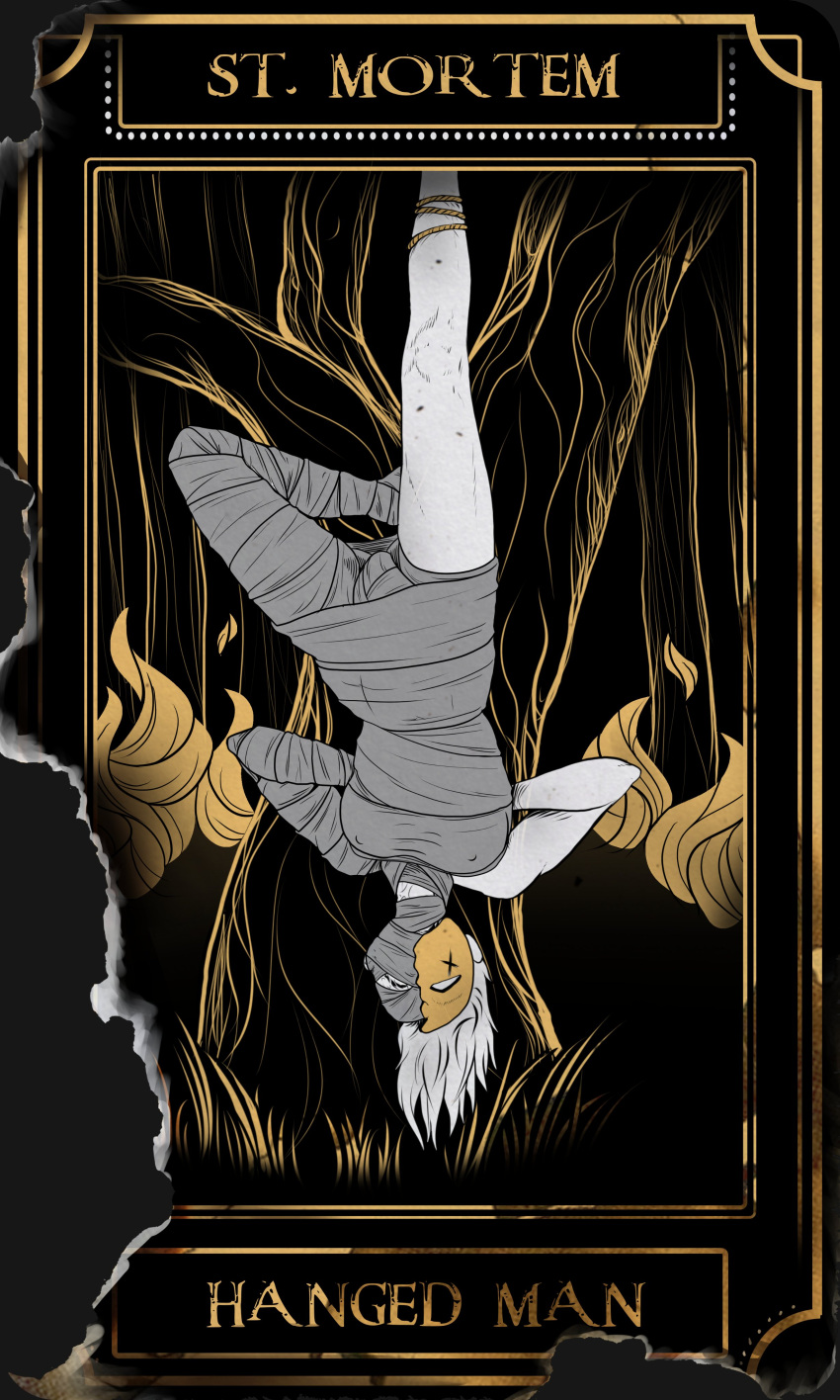 1girls bandage bandages clothed clothing female female_only fully_clothed self_upload solo tarot tarot_card the_hanged_man_(tarot) twinkubus upside-down