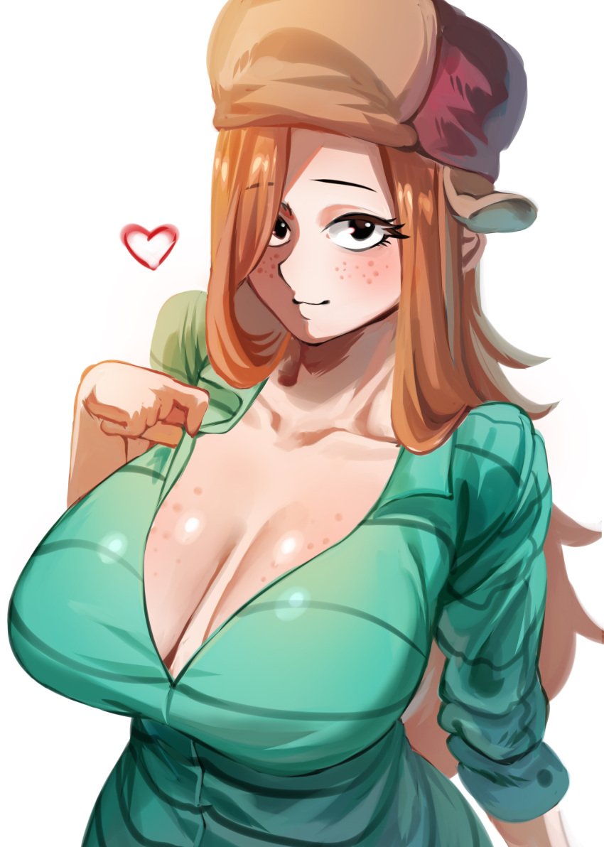 1girls 2d big_breasts clothing curvy freckles gravity_falls hat high_resolution long_hair red_hair smile solo_female straight_hair tagme uyzoc wendy_corduroy