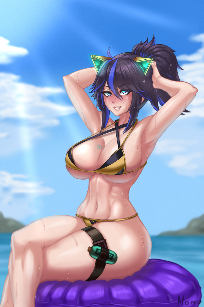 armpits big_breasts bikini breasts kson_onair leg_band leg_strap nomo sexy_armpits thick_thighs thigh_band thigh_strap virtual_youtuber vshojo