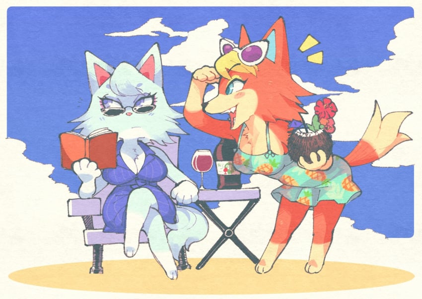 2022 animal_crossing anthro audie_(animal_crossing) big_breasts breasts cleavage female furry inkuusan nintendo tagme whitney_(animal_crossing)