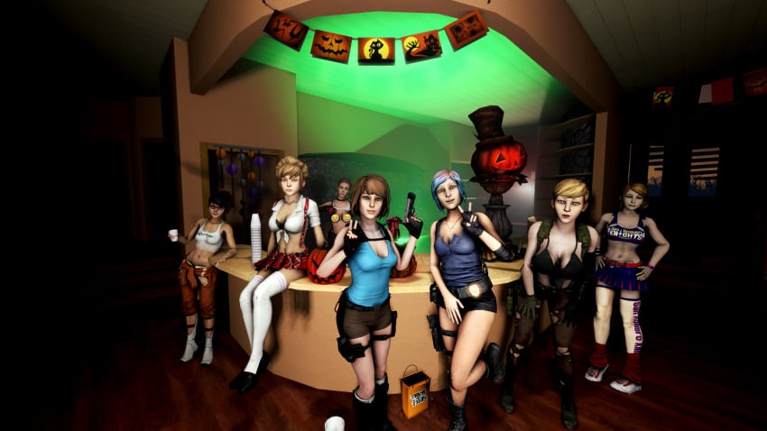 3d brooke_scott chloe_price dana_ward final_fantasy final_fantasy_vii halloween_costume juliet_starling_(cosplay) juliet_watson juxta kate_marsh lara_croft lara_croft_(cosplay) life_is_strange lollipop_chainsaw max_caulfield portal portal_2 quiet_(metal_gear) resident_evil sfm source_filmmaker tifa_lockhart tomb_raider victoria_chase