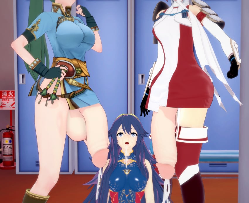 1girls 2futas 3d balls bottomless breasts clothed clothing cum cum_drip cum_dripping_from_penis cum_in_mouth cum_on_body cum_on_breasts female fire_emblem fire_emblem:_the_blazing_blade fire_emblem_awakening fire_emblem_cipher fire_emblem_fates futa_on_female futanari hinoka_(fire_emblem) huge_balls huge_cock human hyper_penis koikatsu light_skin lucina_(fire_emblem) lucina_(summer)_(fire_emblem) lyn_(fire_emblem) mostly_clothed nintendo penis penis_under_skirt xavierhuge