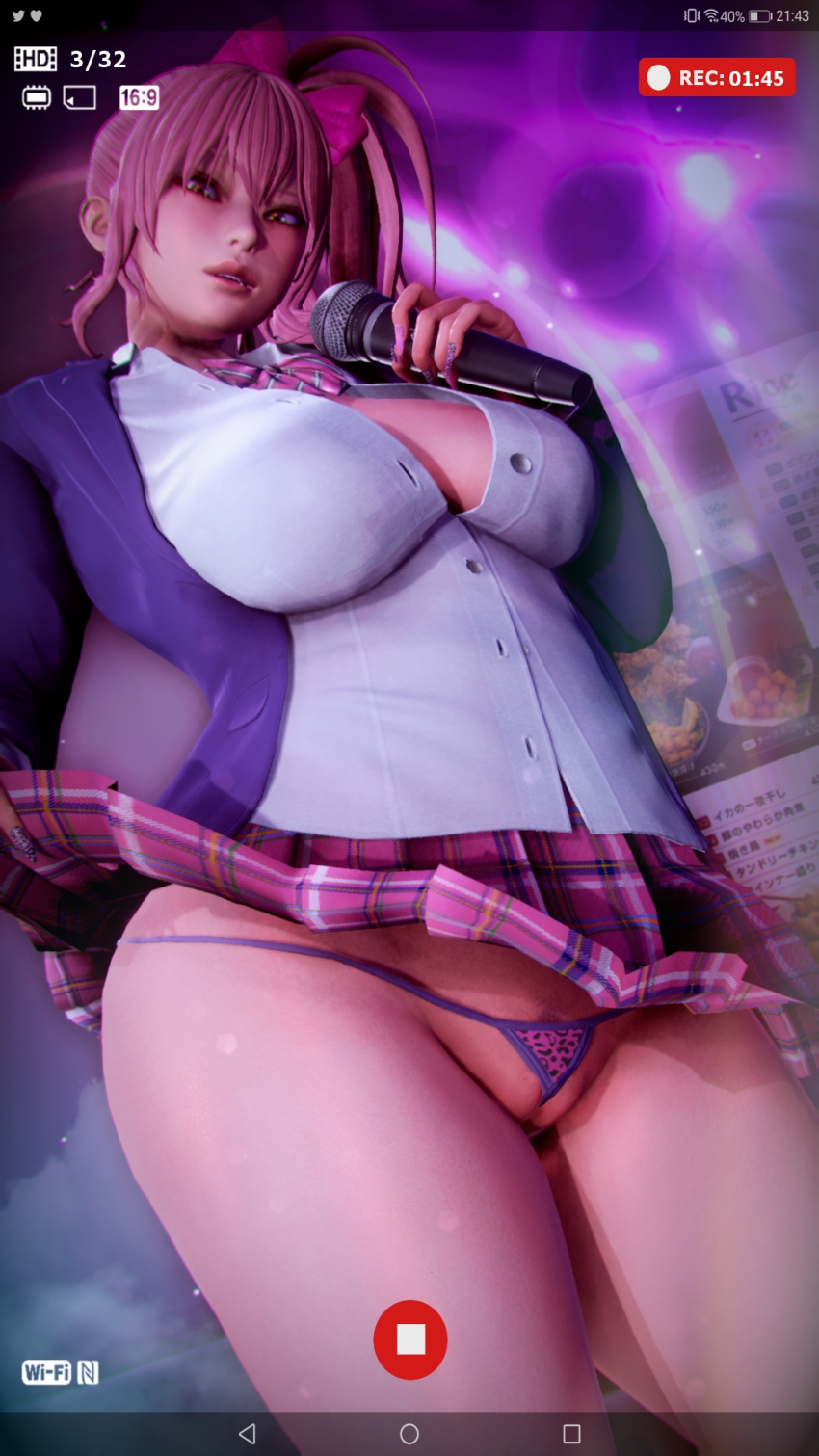 1girls 3d big_breasts breasts breasts busty curvaceous curvy curvy_body curvy_female curvy_figure female female_focus huge_breasts idolmaster idolmaster_cinderella_girls jougasaki_mika large_breasts pink_hair school_uniform schoolgirl voluptuous yaotama