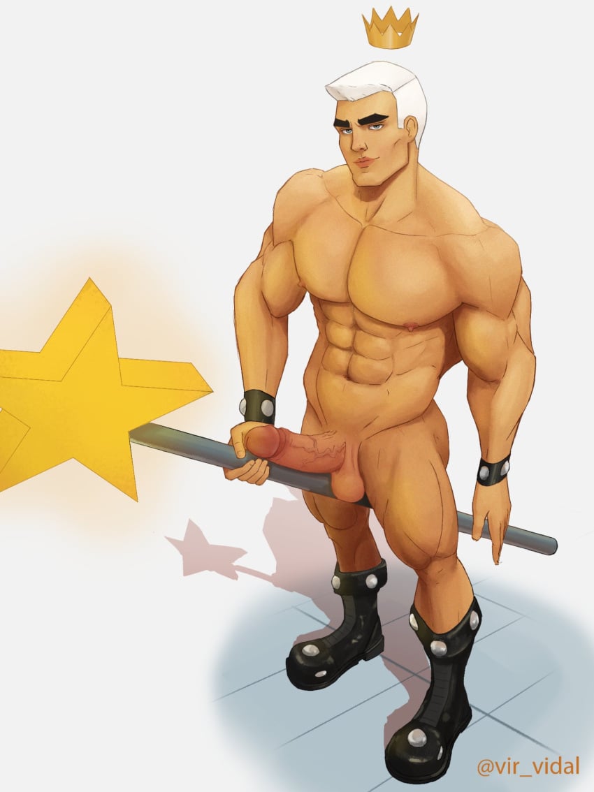 big_cock big_penis boner crown erect_penis erection fairy hard_on huge_cock jorgen_von_strangle looking_at_viewer male male_only muscles muscular muscular_male mythical_creature nickelodeon nude solo solo_male straight_hair the_fairly_oddparents veiny_penis vir_vidal wand