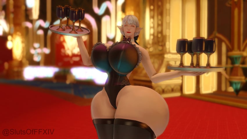 1girls 3d ^_^ ameliance_leveilleur carrying elezen elf final_fantasy final_fantasy_xiv gigantic_ass gigantic_breasts gpose(ffxiv) happy huge_ass huge_breasts hyper_ass milf pointy_ears slutsofffxiv solo white_hair