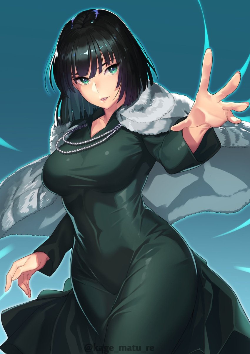 1girls bangs belly belly_button big_breasts blue_background bob_cut breasts busty coat covered_breasts covered_navel covered_pussy crossed_legs curvaceous curvy curvy_body curvy_female curvy_figure dark_green_hair eye_contact eyelashes female female_focus female_only fringe front_view fubuki_(one-punch_man) green_eyes green_hair hand_up highres hips hourglass_figure kagematsuri legs light-skinned_female light_skin lips lipstick long_sleeves looking_at_viewer medium_hair midriff nails navel necklace one-punch_man open_hand open_mouth pearl_necklace pink_lips pink_lipstick shiny_skin short_hair skirt slim slim_waist smile smiling smiling_at_viewer solo solo_female solo_focus standing stomach thick thick_legs thick_thighs thighs thin_waist tight_clothing tight_dress toned toned_body toned_female toned_stomach voluptuous waist wide_hips