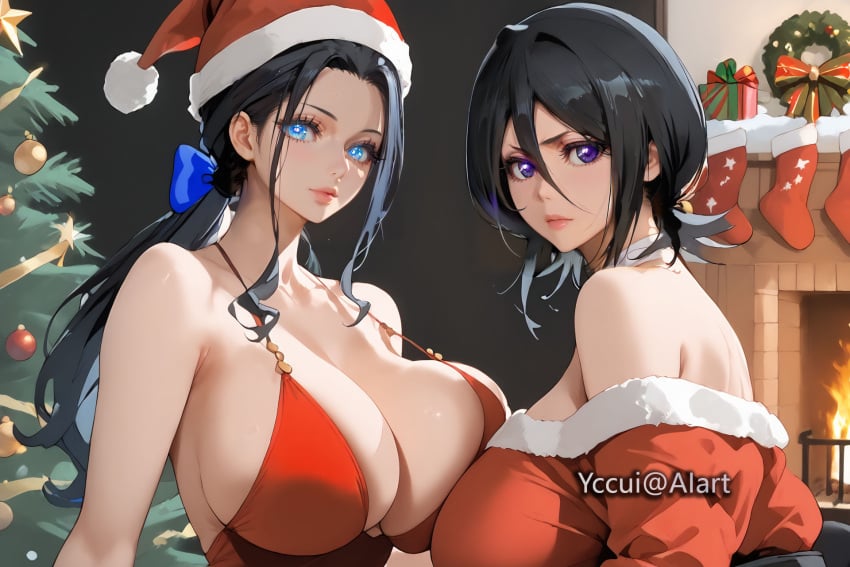 ai_generated bleach female female_only kuchiki_rukia nico_robin one_piece yccui@aiart