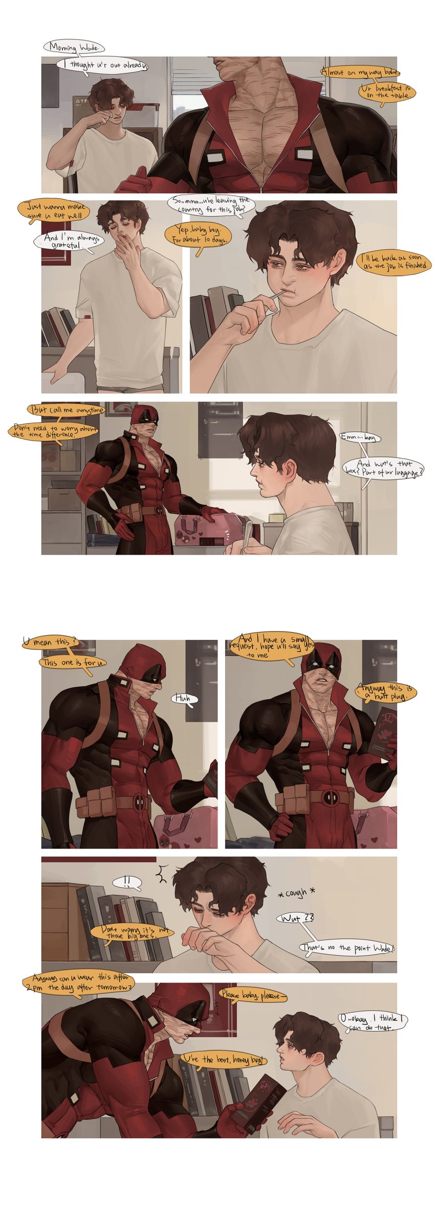 deadpool flirting gay lkikai male male/male male_only marvel marvel_comics peter_parker scars scars_all_over spider-man wade_wilson