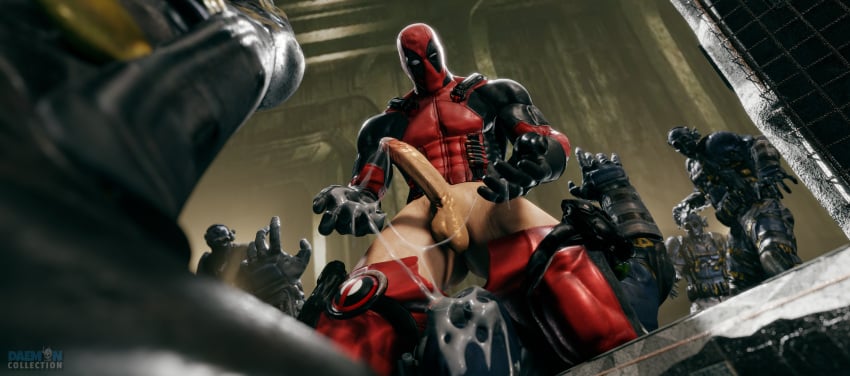 3d 3d_model balls bara big_balls big_penis clothing cum daemoncollection deadpool erection genital_fluids male male_only manly marvel marvel_comics muscular_male penis tight_clothing wade_wilson