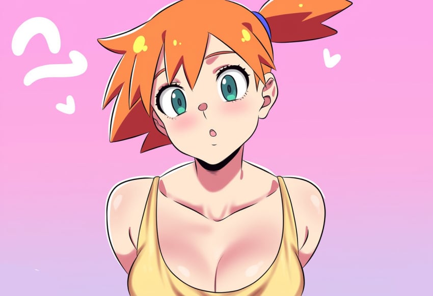 1girls ai_generated breasts cleavage kasumi_(pokemon) medium_breasts mullon novelai orange_hair pokemon pokemon_(anime) pokemon_frlg pokemon_journeys pokemon_rgby side_ponytail tank_top