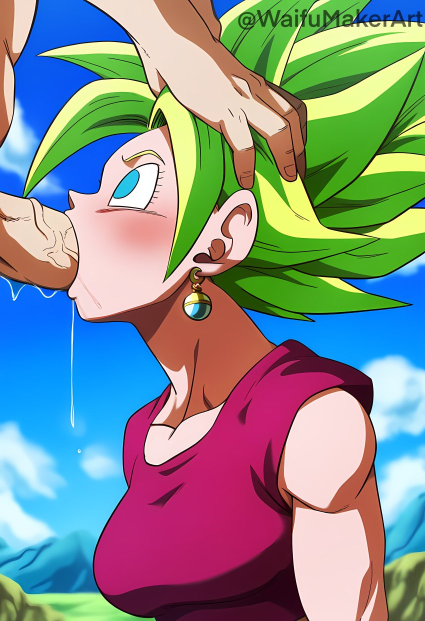 1boy 1boy1girl 1girls abs ai_generated assisted_fellatio blowjob blush cock dragon_ball_super fellatio female hand_on_head hi_res high_resolution highres huge_cock huge_cock kefla male male/female medium_breasts muscular_female muscular_male penis saliva saliva_drip super_saiyan testicles toei_animation veiny_penis waifumakerart