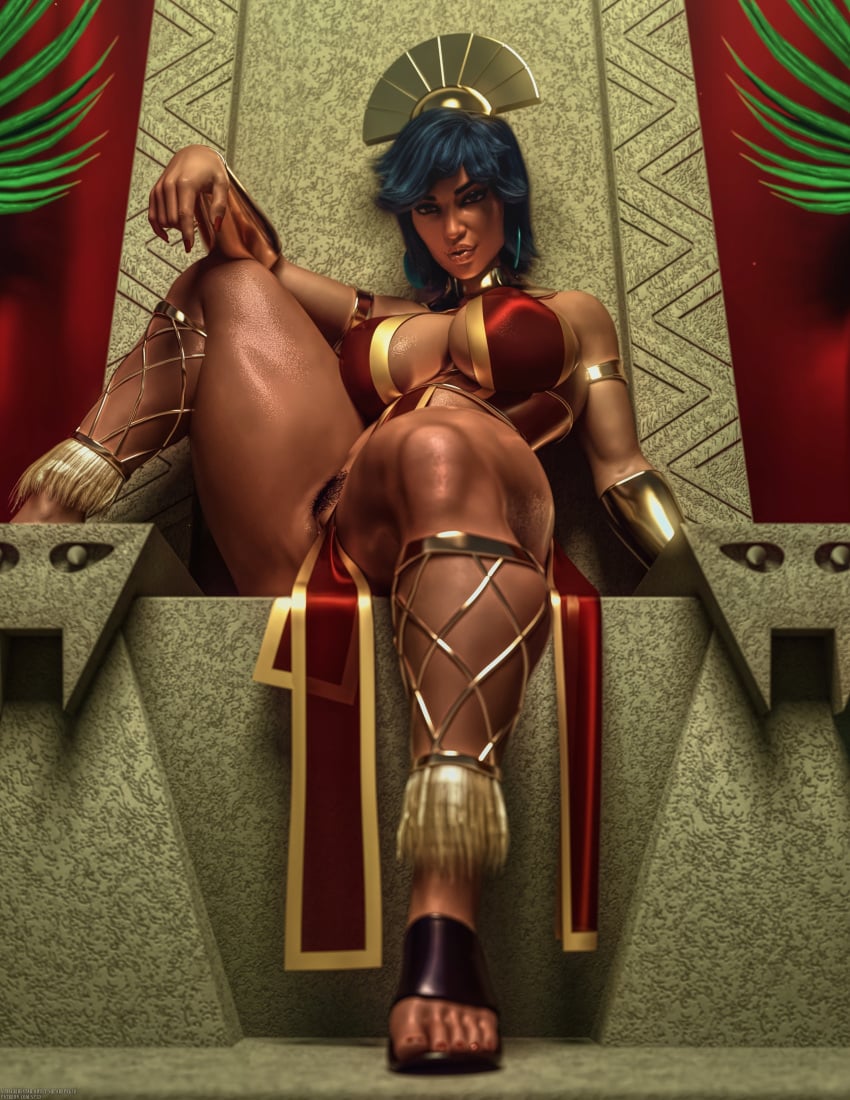 1girls 3d 3d_(artwork) big_breasts black_hair breasts dark-skinned_female dark_skin disney female genderswap_(mtf) kuzco latina pubic_hair pussy rule_63 solo squarepeg3d the_emperor's_new_groove