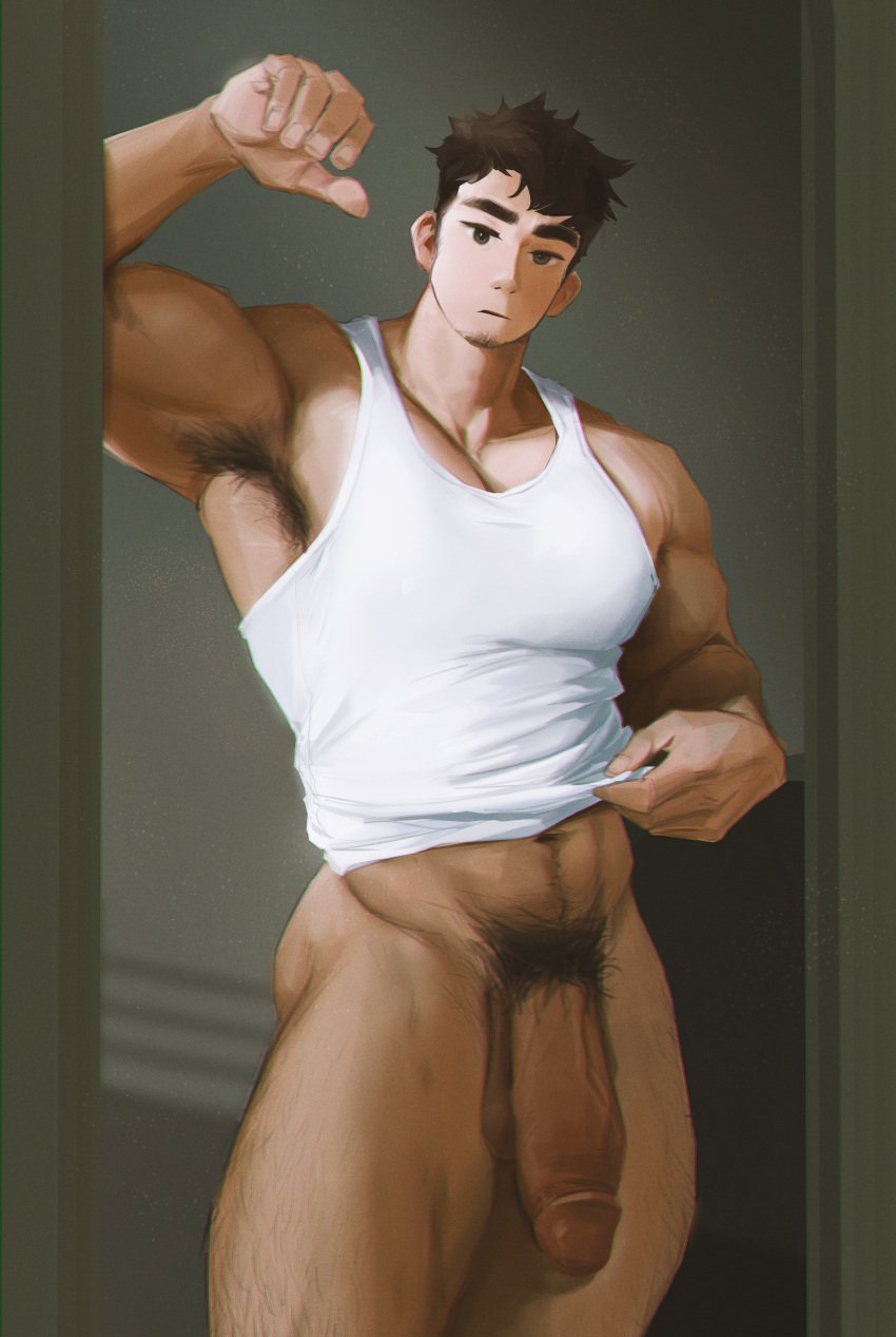 abs balls bara biceps big_balls big_penis hoonzino male male_only male_pubic_hair muscular_male pecs penis