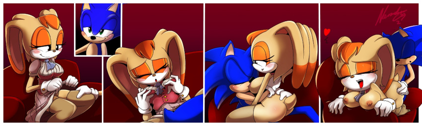 anthro ass blush breasts closed_eyes doggy_style female fur furry hedgehog lagomorph male nancher rabbit sex sonic_(series) sonic_the_hedgehog sonic_the_hedgehog_(series) stockings straight tail vanilla_the_rabbit