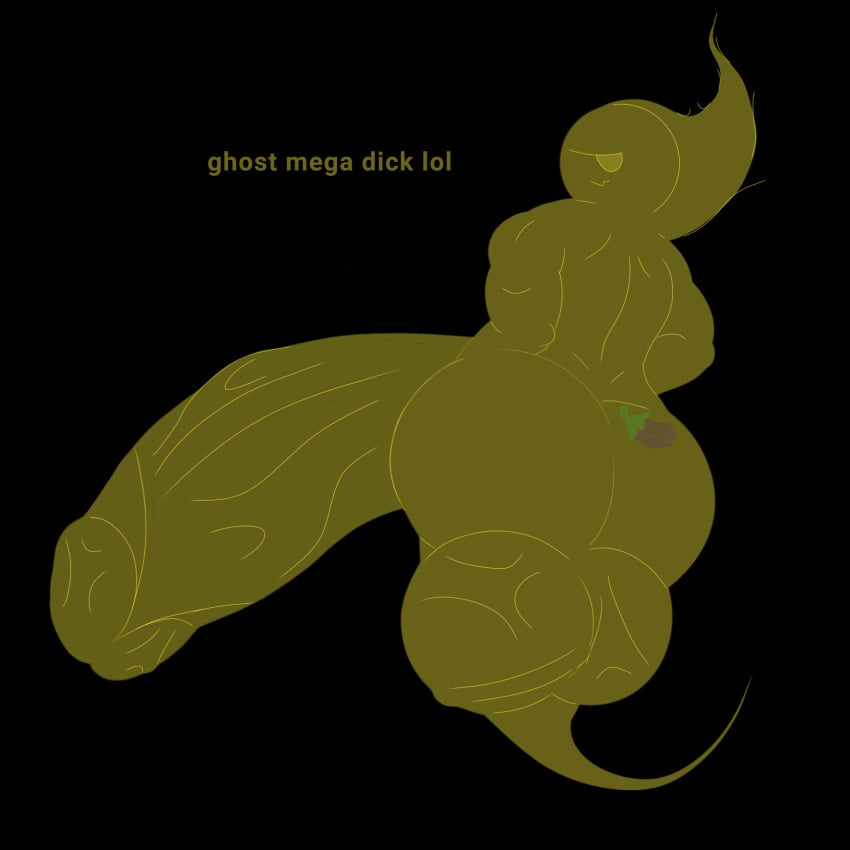 eggplant emoji_(race) emoji_boi ghost huge_ass huge_balls hyper_penis looking_at_viewer male male_only no_outlines tattoo tattoo_on_butt text