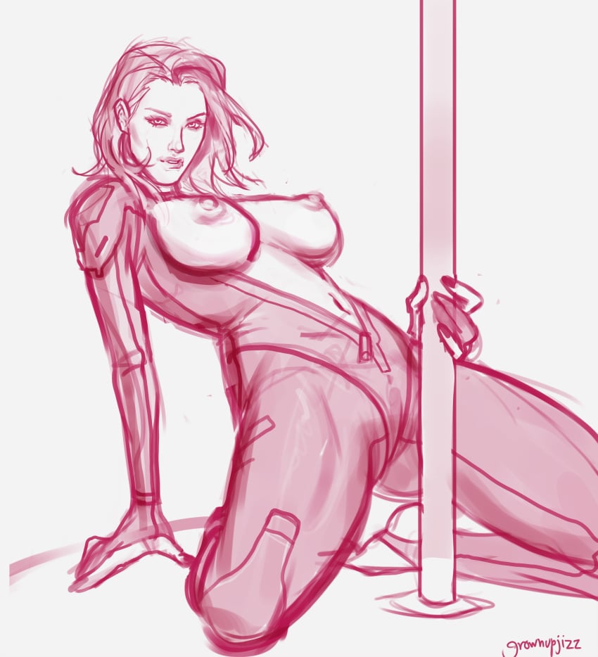 areola areolae based_on_audiodrama bounty_hunter catsuit grown_up_jizz grownupjizz huge_nipples leather leather_suit patreon pole_dancing sadisticdreamer series sketch stripper yuki_(yuki_space_assassin) yuki_space_assassin yukiverse