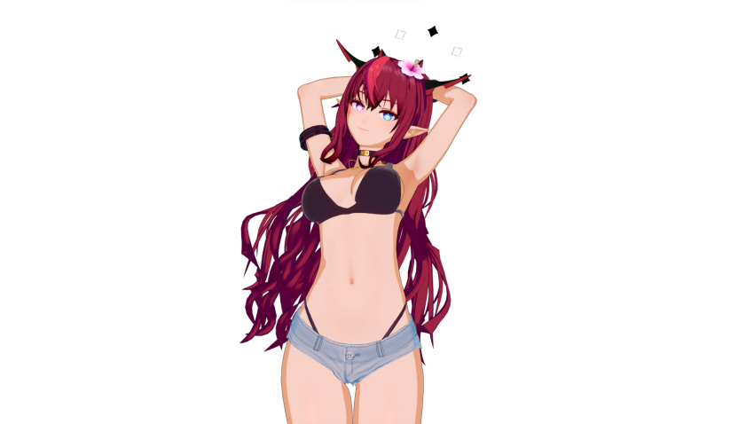 3d alternate_version_at_source bikini bikini_top daisy_dukes daisy_dukes_bikinis_on_top denim_shorts female female_only hololive hololive_english hololive_english_-promise- irys navel short_shorts shorts solo_female virtual_youtuber