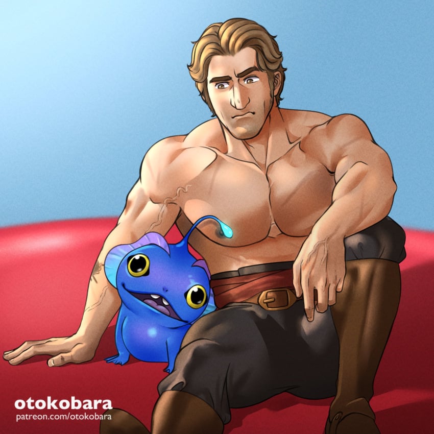 blue_(the_sea_beast) caucasian caucasian_male jacob_holland male male_only muscles muscular muscular_male otokobara sea_monster shirtless_male sitting sitting_on_couch the_sea_beast