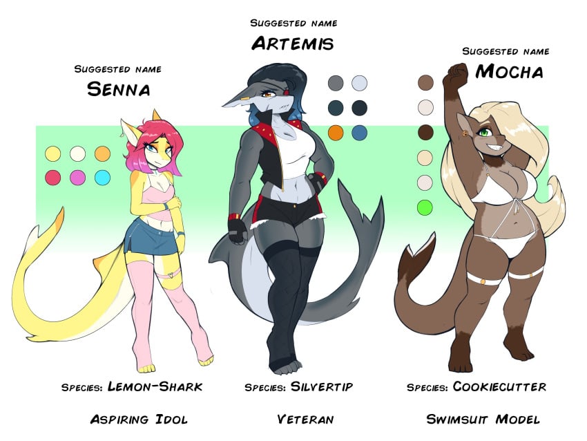 ambris anthro anthro_only armpits barefoot big_breasts breasts cookiecutter_shark crop_top eye_patch female female_focus female_only lemon_shark shark shark_tail silvertip tagme