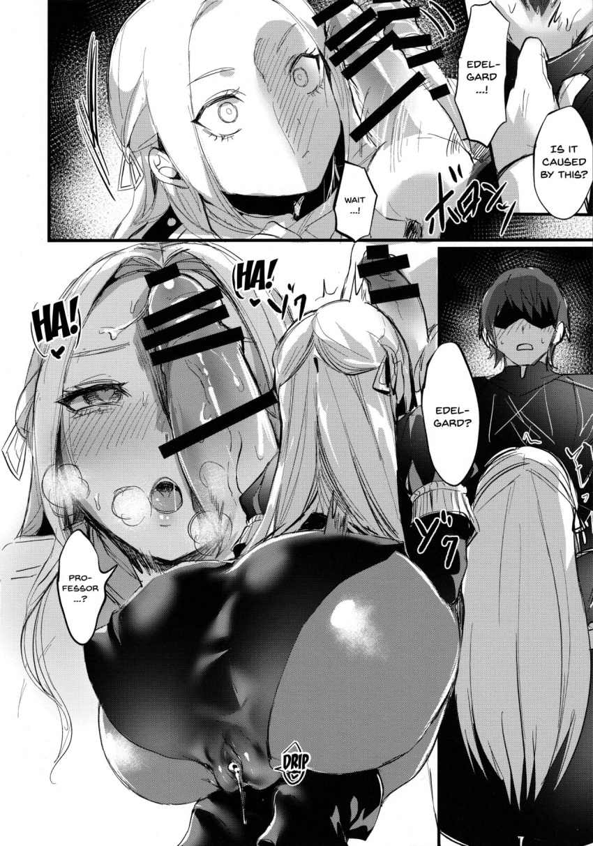 byleth_(fire_emblem) byleth_(fire_emblem)_(male) censored comic echigoya_takeru edelgard_von_hresvelg fire_emblem fire_emblem:_three_houses greyscale penis_awe penis_on_face sniffing tagme translated