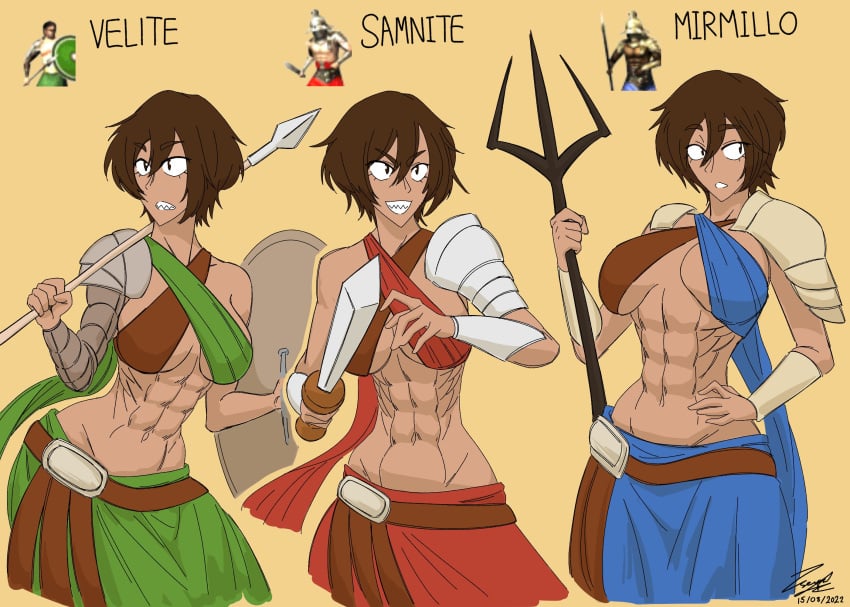 1girls abs ancient_rome armor character_sheet female female_only gladiator muscular_female original_character roman rome_total_war rule_63 warrior zhentai_senpai