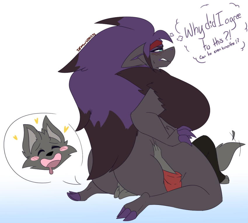 big_breasts breasts dewwydarts dewwydartz facesitting female nea(dewwydartz) pokemon pokemon_(species) tagme wolf zoroark