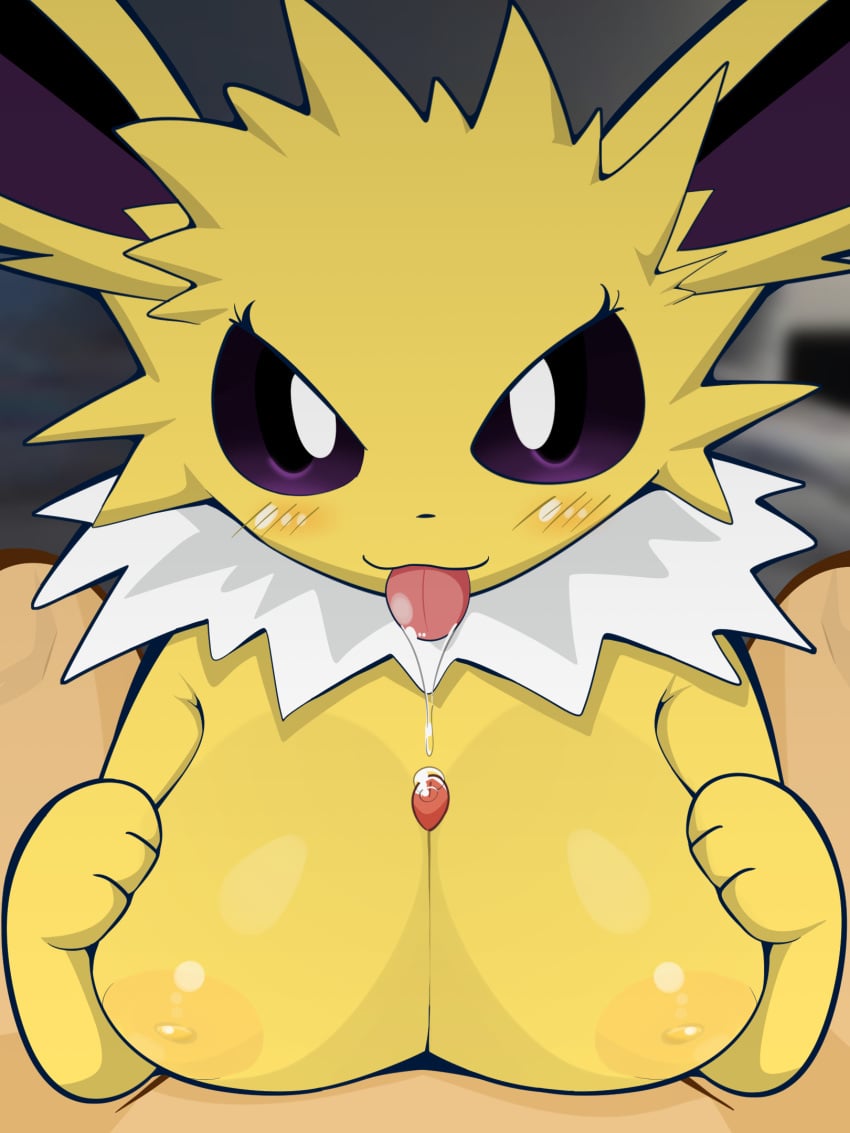 breast_play breasts duo eeveelution female genitals hi_res jolteon male male/female nintendo paizuri penis pokémon_(species) pokemon sateco sex titfuck titjob video_games