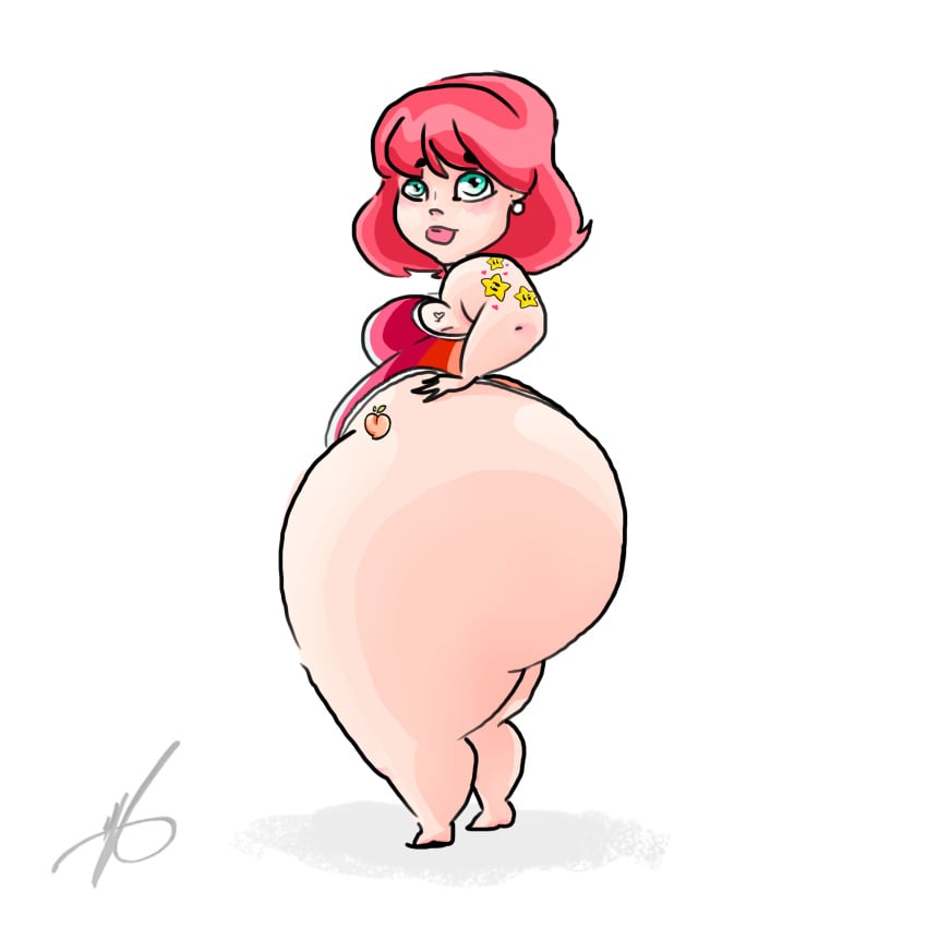 . 1girls ass breasts chubby female female_focus female_only hips hyper_ass juju_peach large_ass large_breasts pink_hair thick_thighs wagnr wide_hips