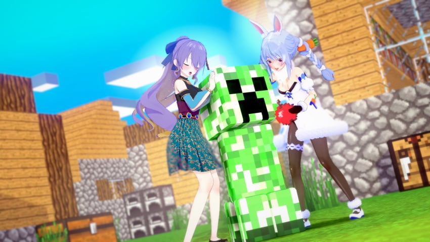 3d aw_man creeper hololive hololive_fantasy hololive_indonesia hololive_indonesia_area_15 hololive_japan moona_hoshinova usada_pekora virtual_youtuber