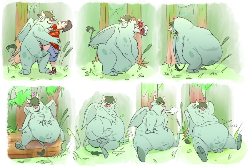 cirro_(artist) digestion duo fantasy forest forest_background game_over gameplay_mechanics hi_res human male male/male mammal nature nature_background oral_vore overweight plant same_size_vore tree troll videogame_setting vore