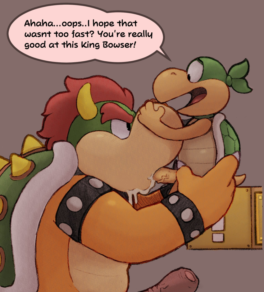 2022 anthro anthro_on_anthro anthro_penetrated anthro_penetrating anthro_penetrating_anthro bowser bowserboy101 bracelet dialogue digital_media_(artwork) duo english_text erection eyebrows fellatio foreskin gay gay_blowjob genitals grey_background hair hi_res horn humanoid_genitalia humanoid_penis intraspecies jewelry koopa koopa_bros. larger_penetrated male male/male male_only male_penetrated male_penetrating male_penetrating_male mario_(series) nintendo open_mouth open_smile oral oral_penetration penetration penile penile_penetration penis red_hair scalie sex shell simple_background size_difference small_dom_big_sub smile speech_bubble spiked_bracelet spiked_shell spikes spikes_(anatomy) talking_to_another talking_to_partner text tongue vein veiny_penis video_games