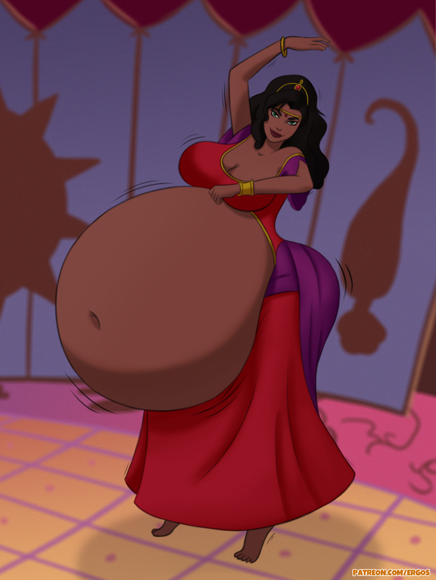 1girls belly big_belly breasts dancing disney ergos esmeralda female huge_belly hyper_pregnancy inflation the_hunchback_of_notre_dame