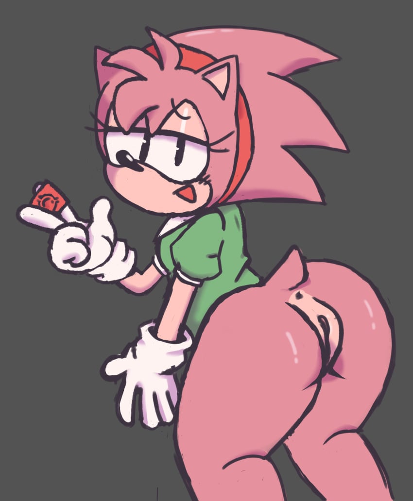 amy_rose classic_amy_rose condom looking_back midiclips partially_clothed presenting_hindquarters sonic_(series) source_deleted