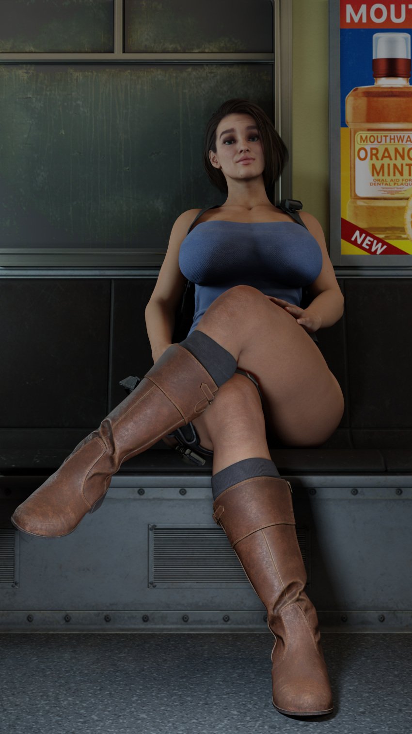 1girls 3d big_ass big_breasts big_butt breasts brown_hair capcom game jill_valentine jill_valentine_(sasha_zotova) resident_evil resident_evil_3 resident_evil_3_remake tubetop xxxlolxxx