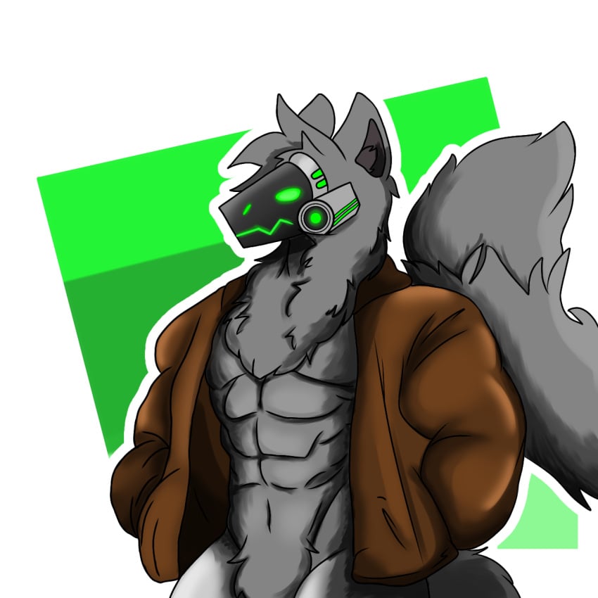 abs clothed gay green_eyes humanoid male no_humans non-human non-human_only protogen synth synth07