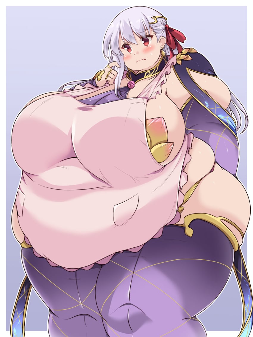 1girls 2022 apron bbw big_breasts blush breasts chubby chubby_female earrings fate/grand_order fate_(series) female female_focus kama_(fate) kama_(fate/grand_order) kurocaze large_breasts overweight overweight_female plump red_eyes solo solo_female solo_focus thick_thighs thighhighs thighs voluptuous