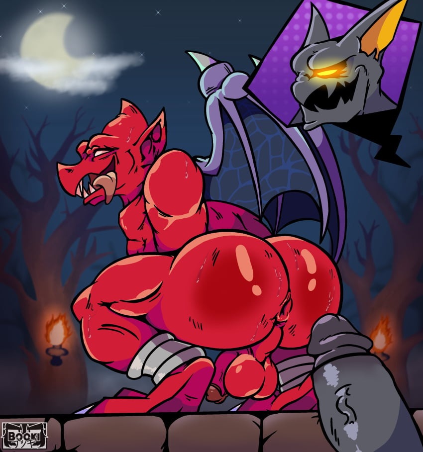 arma_(demon's_crest) ass backsack balls big_ass big_penis boner demon's_crest el_booki erection firebrand gay ghosts_'n_goblins imminent_anal imminent_sex looking_pleasured male male_only penis red_arremer red_skin squatting sweaty tongue_out wings