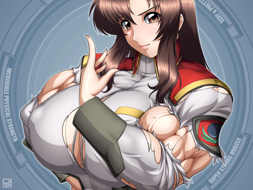 1girls abs amazon athletic_female biceps big_biceps big_breasts breast_expansion breasts breasts_bigger_than_head breasts_out brown_hair bursting_clothes busty cleavage clothed cocky confident erect_nipples_under_clothes female flexing flexing_arms flexing_bicep gundam gundam_seed hand_on_hip lipstick long_hair long_sleeves looking_at_viewer murrue_ramius muscles muscular muscular_arms muscular_back muscular_female muscular_shoulders naughty_face nipple_bulge pose posing ren_(tainca2000) rentb ripped ripped_clothing ripping_clothing seductive_eyes seductive_pose seductive_smile sleeveless smile solo_focus straight thick_arms uniform veins