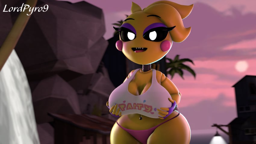 1girls 3d 3d_(artwork) animatronic beach bib big_breasts bottom_heavy breasts female female_only five_nights_at_freddy's five_nights_at_freddy's_2 huge_breasts large_breasts looking_at_viewer lordpyro9 solo solo_female thick_thighs top_heavy toy_chica_(eroticphobia) toy_chica_(fnaf) voluptuous wide_hips yellow_body