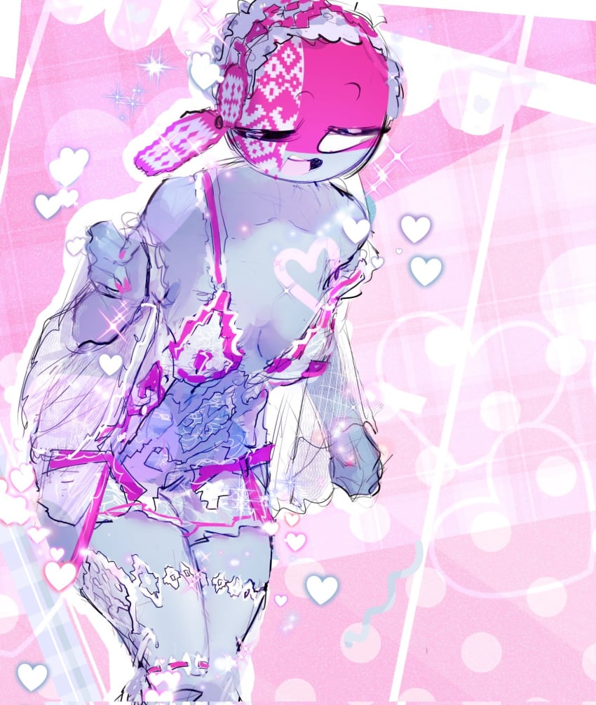 1girls aesthetic aesthetic_background belarus_(countryhumans) clothed countryhumans countryhumans_girl heart horny horny_female oceanic_pallete partially_clothed wink winking winking_at_viewer