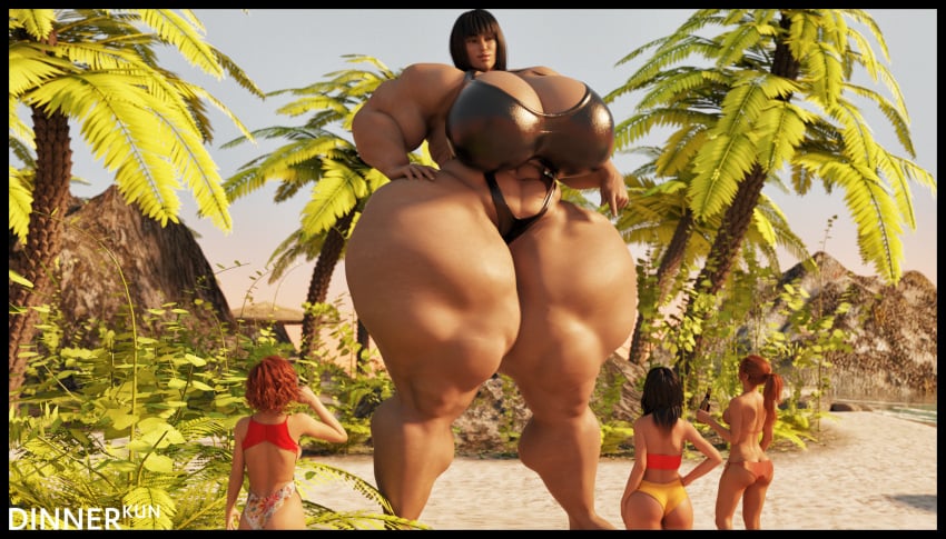 3d 4girls beach big_breasts bikini bob_cut breasts dinner-kun enormous_thighs female female_only giantess gigantic_thighs hair hand_on_hip huge_breasts huge_hips huge_thighs hyper hyper_hips hyper_thighs massive_thighs mini_giantess muscular muscular_female muscular_legs muscular_shoulders muscular_thighs rosetta_autry short_hair size_difference smaller_female swimsuit thick_legs thick_thighs thighs thunder_thighs venus_body wide_hips