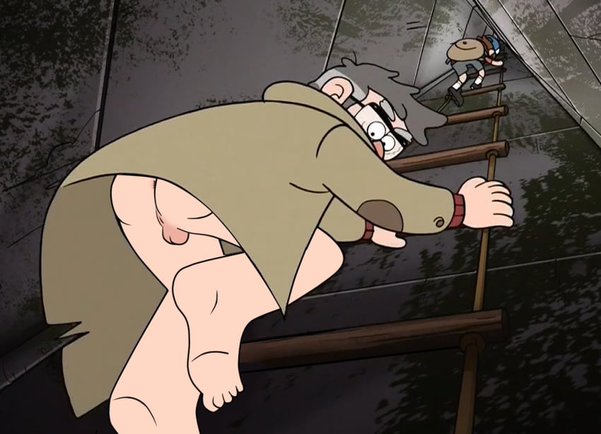 ass balls bottomless dipper_pines edit edited editfag genitals gravity_falls looking_back male male_only screencap screenshot screenshot_edit smooth_skin stanford_pines unknown_artist