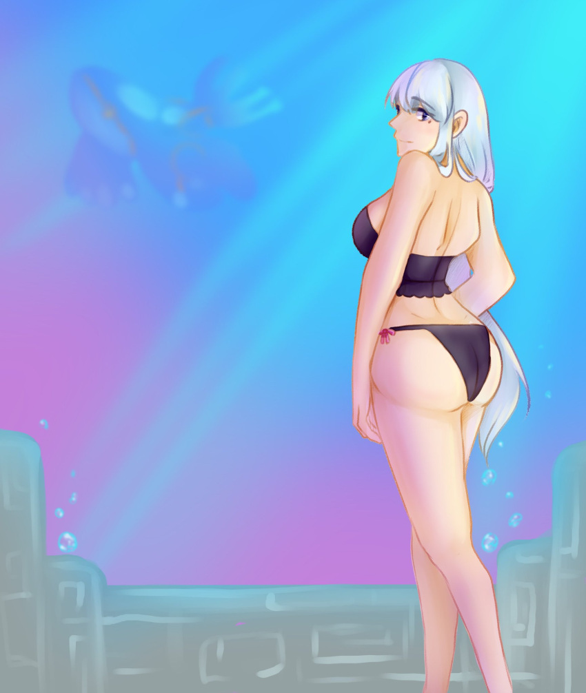 1girls artist_request audrey_(pokemon) audrey_(pokemon_insurgence) big_breasts black_panties blue_eyes cult_leader eyebrows_visible_through_hair fan_character fangame fangame_character female female_focus female_only hair_between_eyes human human_only kyogre light-skinned_female light_skin lingerie long_hair looking_at_viewer pinup pinup_pose pokemon pokemon_fangame pokemon_insurgence pose posing smile smiling smiling_at_viewer thick_thighs thighs underwater white_hair