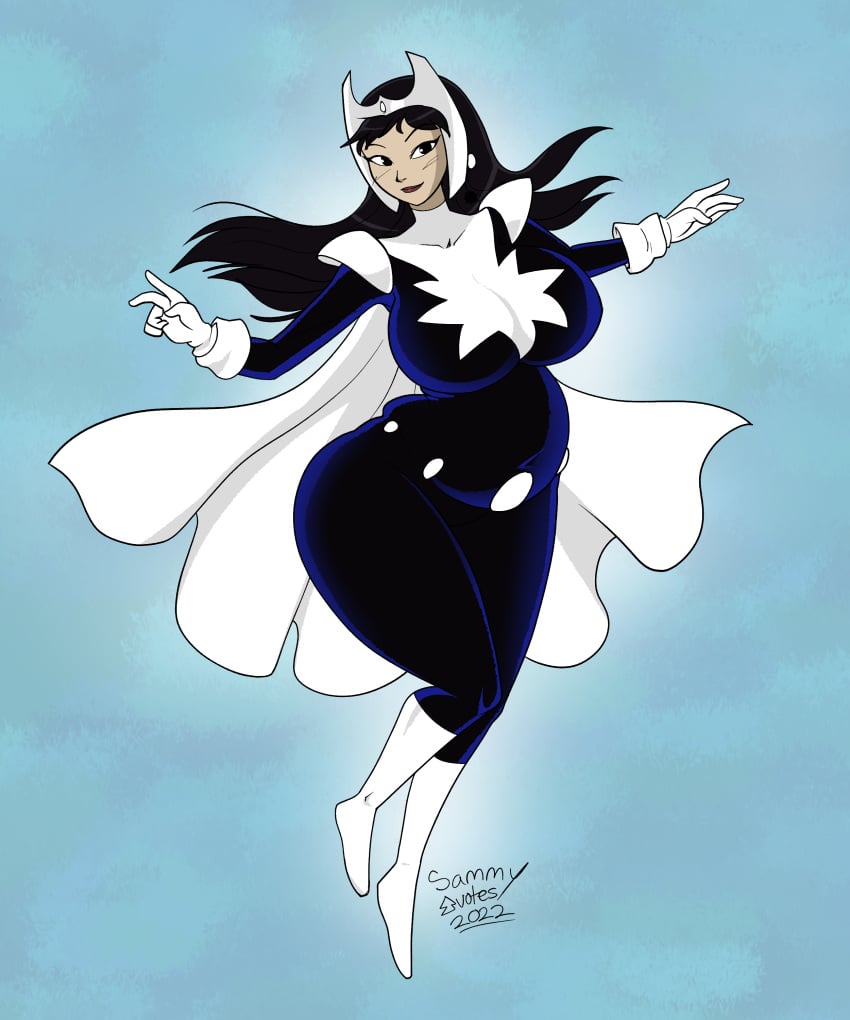 1girls 2022 big_breasts black_hair breasts chubby curvy dc dcau dr_light justice_league_unlimited kimiyo_hoshi large_breasts sammyupvote superheroine tagme thick thick_thighs