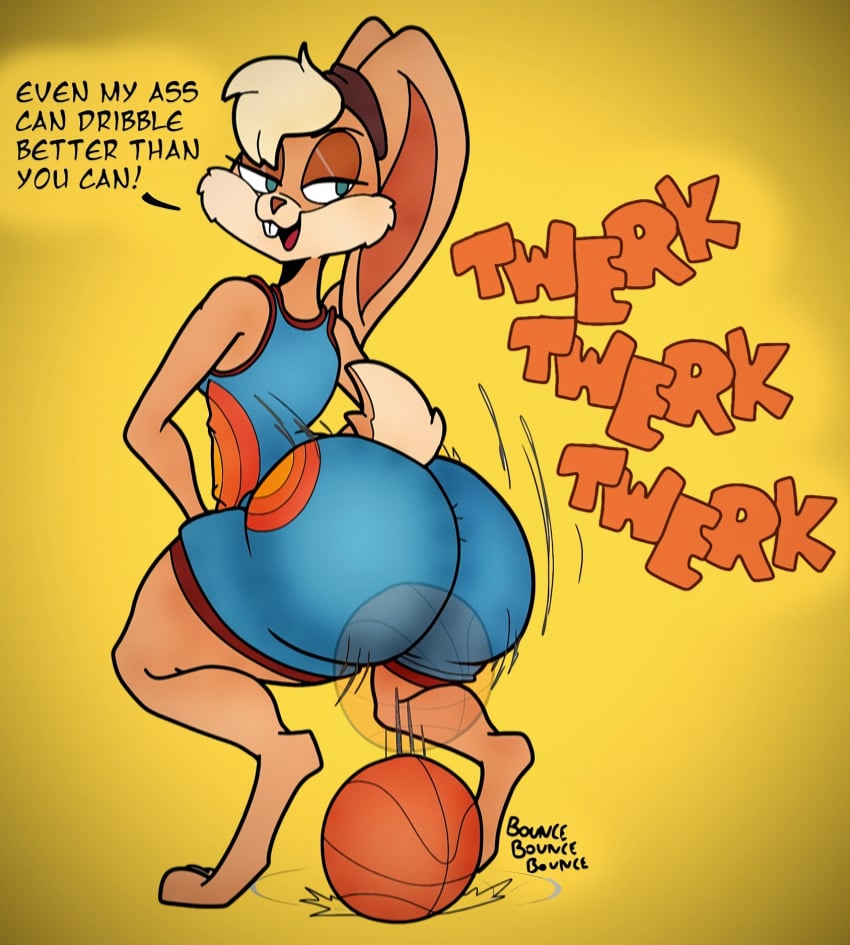 2d 2d_(artwork) anthro anthro_only ass basketball basketball_(ball) basketball_jersey basketball_shorts basketball_uniform big_ass big_butt blonde_female blonde_hair blonde_hair_female blue_eyes blue_shorts bounce bunny bunny_ears bunny_girl bunny_tail cartoony color color_edit colored dribbling ear ears_back ears_tied_back edit edited existimatio3 furry head_band insult insulting_viewer lola_bunny looney_tunes no_shoes onomatopoeia open_mouth paws ponytail rabbit rabbit_ears rabbit_girl rabbit_humanoid shaking shaking_ass shaking_butt smirk smirking smirking_at_viewer space_jam space_jam:_a_new_legacy sports sports_shorts sports_uniform sportswear taunting tomboy toon toony twerking uniform warner_brothers